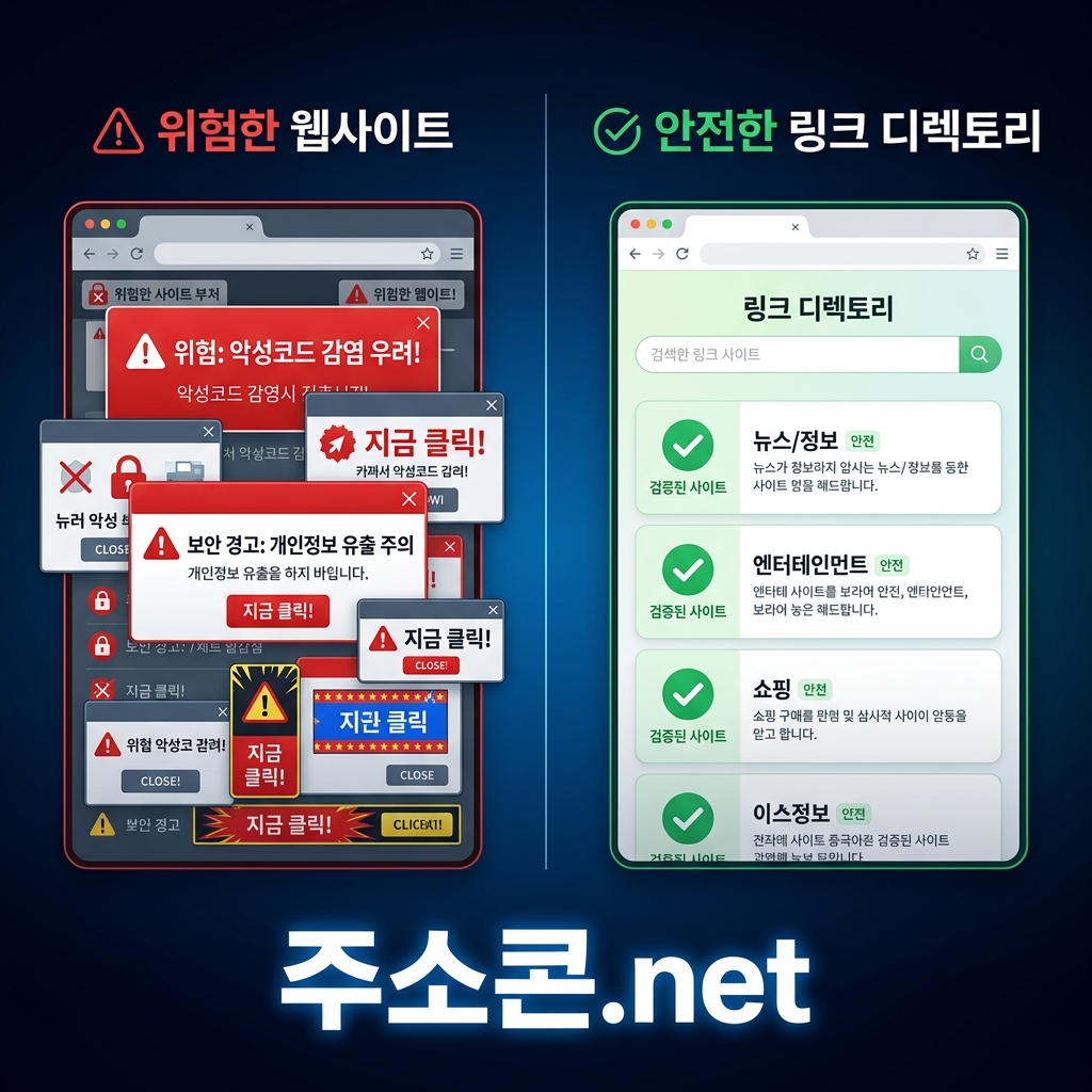 주소콘 같은 안전한 주소 모음 vs 위험한 가짜 링크 사이트 — 2026년 구별법 완벽 정리